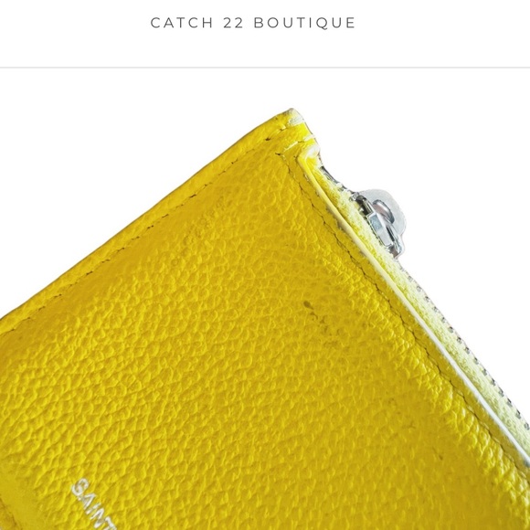 SAINT LAURENT Fragment Grained Calfskin 5 Card Holder Zip Pouch Sunflower - Picture 8 of 11